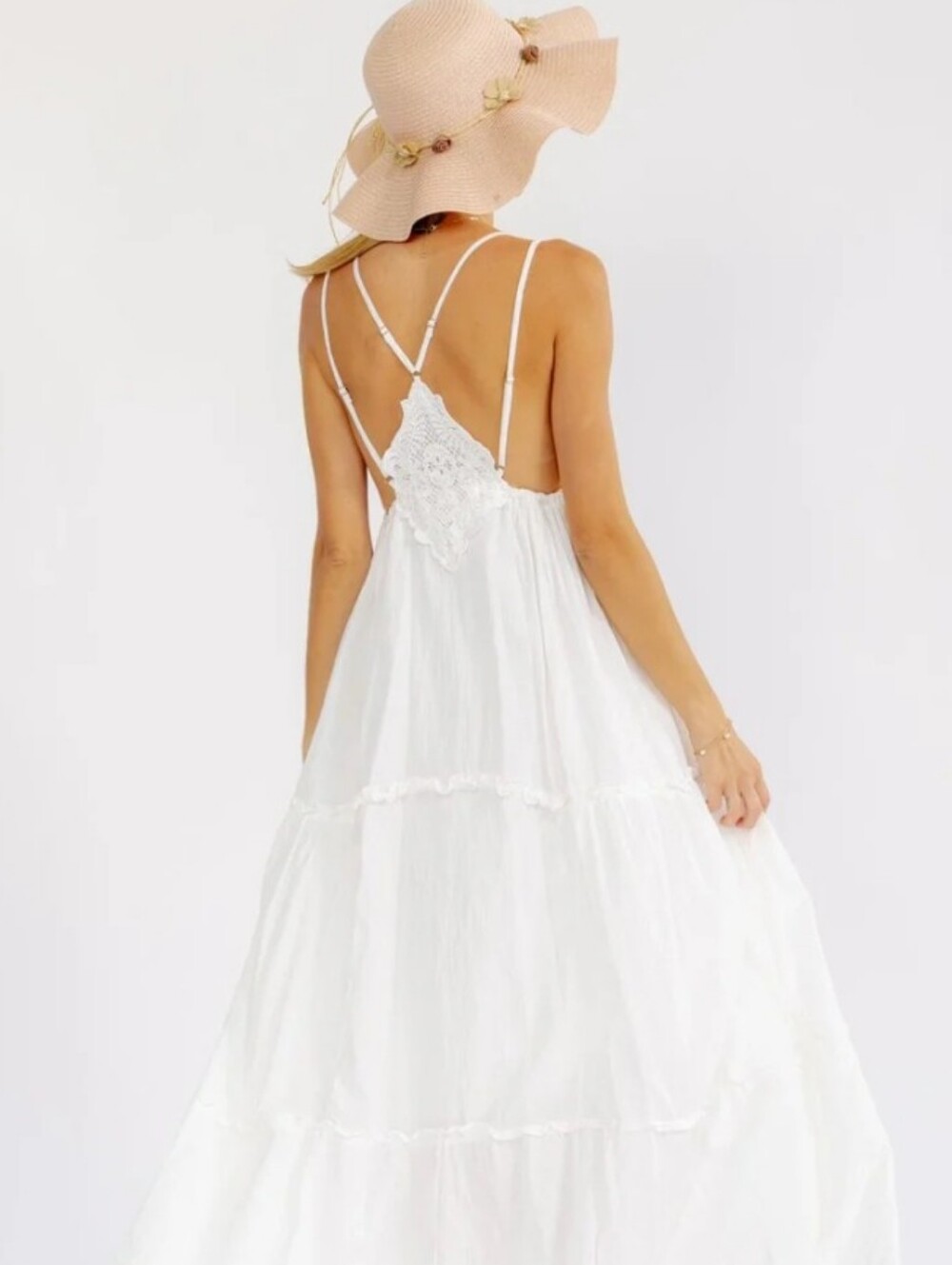 White Lace Bodice Maxi Dress New - Picture 3 of 3